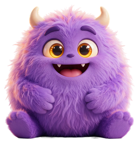 Mochi, a fluffy purple monster